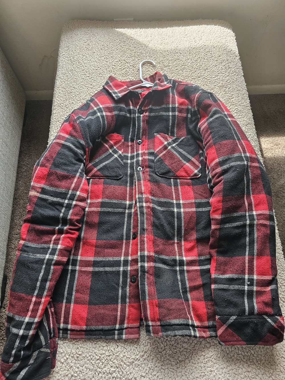 Forever 21 Red & Black Plaid Button-Up Shirt Jacket